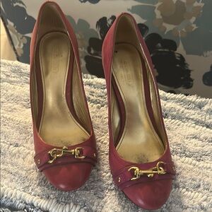 Coach Dark Pink/Fuchsia Leather Women's Heels